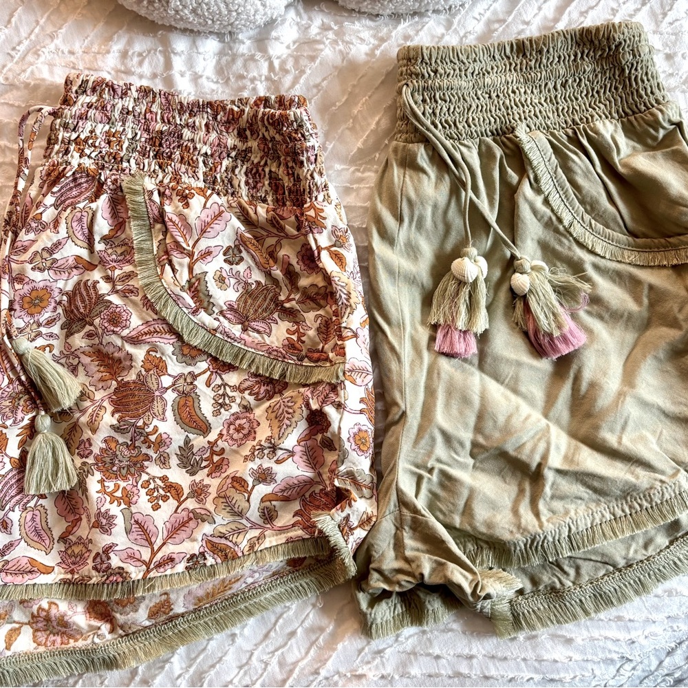 NWOT Boho Sleep or Lounge Shorts Bundle in Coral Pinks and Sage.